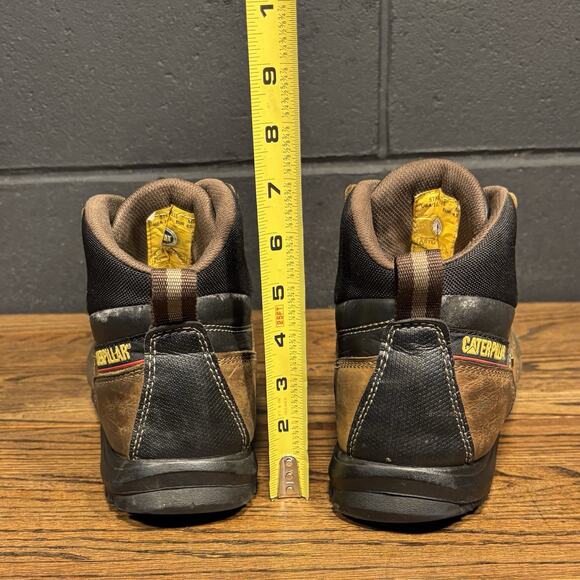 CAT Threshold Brown Leather Steel Toe Work Boots Men’s 10 P90935 - Picture 4 of 8